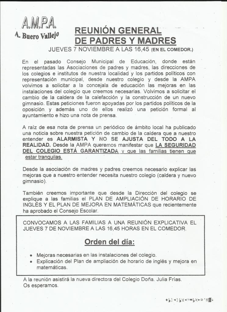 Reuión informativa de Padres y Madres